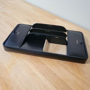 SCULLY & SCULLY NEW YORK English Black Leather Desk Tray Caddy Box Organizer